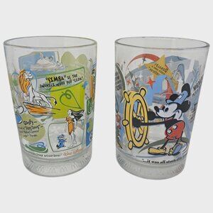 Vintage Walt Disney World "100 Years of Magic" 2 Collector McDonalds Glasses
